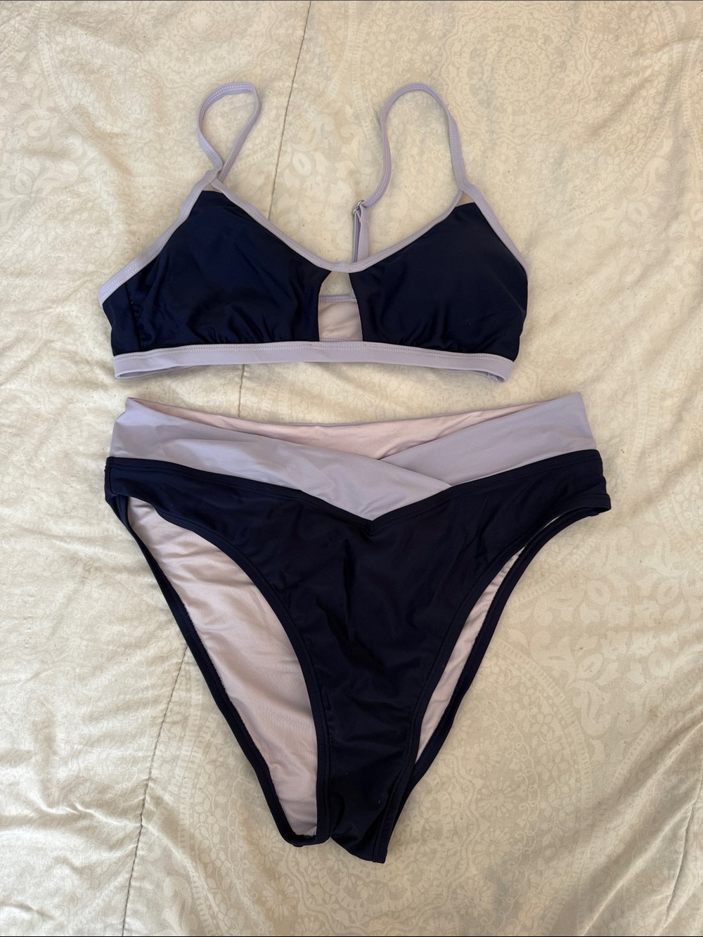 Two-Tone Navy and Lavender Women's Bikini Set